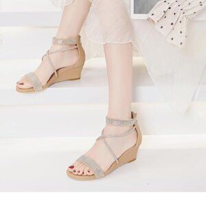 Sparkly low rise wedge heels size 41 (fits like a US size 9)